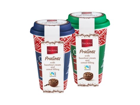 Tazza natalizia in ceramica con coperchio