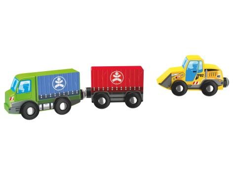 Set veicoli per gioco pista in legno, 3 pezzi