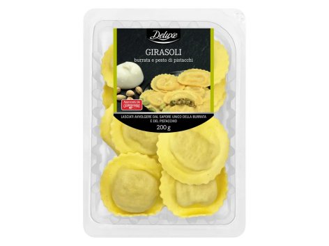 Girasoli con burrata e pesto di pistacchio