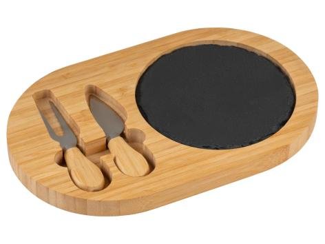 Tagliere o vassoio in bambù con inserti in ardesia