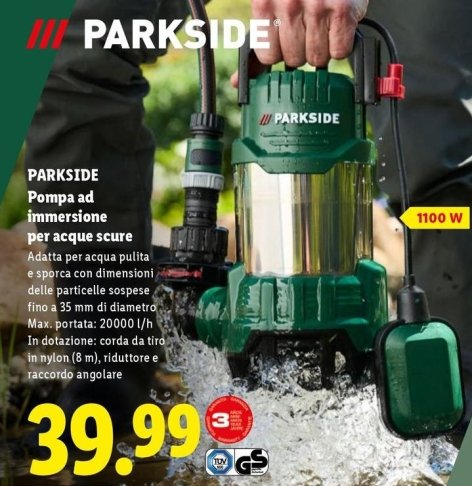 Parkside - Pompa Ad Immersione Per Acque Scure