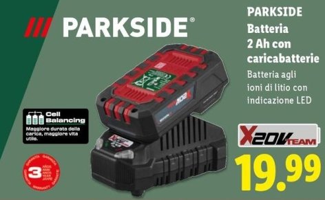 Parkside - Batteria 2 Ah Con Caricabatterie