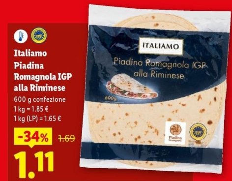 Italiamo - Piadina Romagnola IGP Alla Riminese