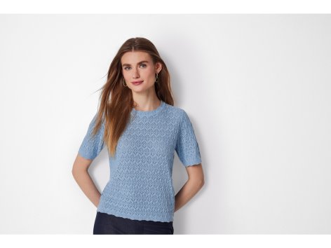 Pullover traforato a mezza manica da donna