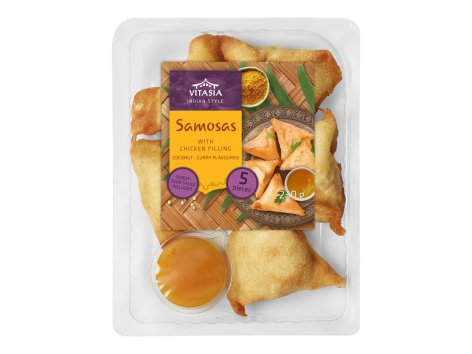 Samosa con pollo e salsa agrodolce