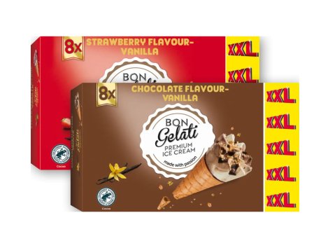 Cono gelato cioccolato e vaniglia o fragola e vaniglia XXL