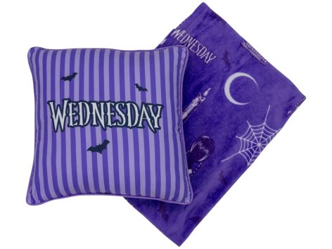 Set coperta e cuscino in pile “Wednesday”
