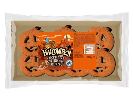Biscotti a forma di zucca con glassa al cacao