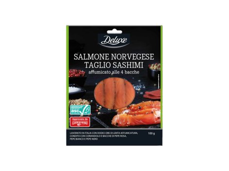 Salmone norvegese taglio sashimi affumicato alle 4 bacche