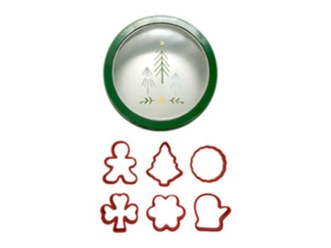 Scatola di latta con 6 tagliabiscotti o griglia di raffreddamento per dolci