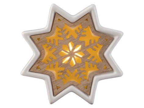 Decorazione natalizia a LED in ceramica e legno