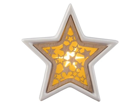 Decorazione natalizia a LED in ceramica e legno