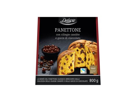 Panettone con ciliegie candite e gocce di cioccolato