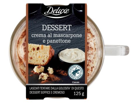 Dessert con crema al mascarpone e panettone