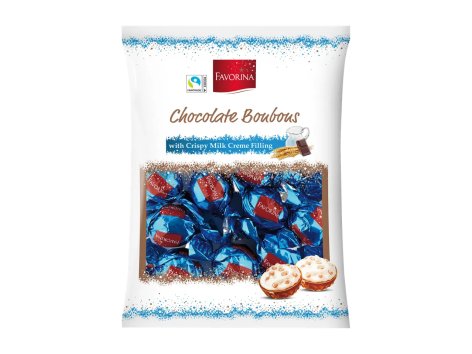 Praline di cioccolato al latte ripiene di crema e cereali