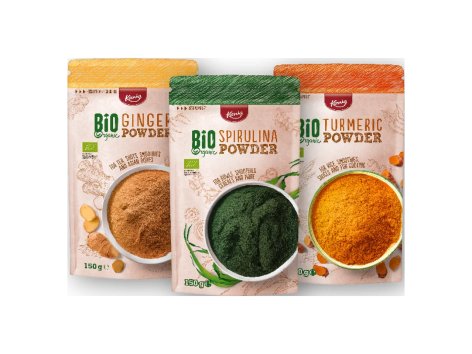 Curcuma, zenzero o alga spirulina macinata bio