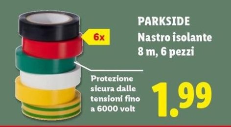 Parkside - Nastro Isolante 8 M, 6 Pezzi