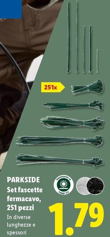 Parkside - Set Fascette Fermacavo, 251 Pezzi