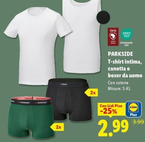 Parkside - T-Shirt Intima, Canotta O Boxer Da Uomo