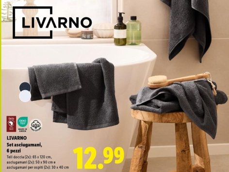 Livarno - Set Asciugamani, 6 Pezzi
