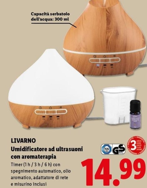 Livarno - Umidificatore Ad Ultrasuoni Con Aromaterapia