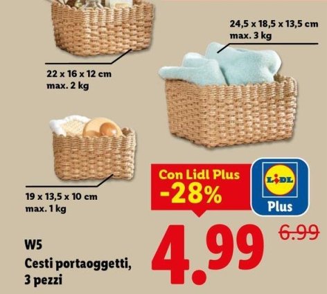 W5 - Cesti Portaoggetti, 3 Pezzi