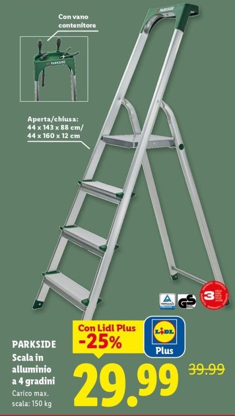 Parkside -  Scala In Alluminio A 4 Gradini