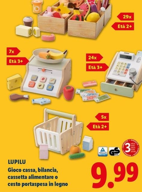 Lupilu - Gioco Cassa, Bilancia, Cassetta Alimentare O Cesto Portaspesa In Legno