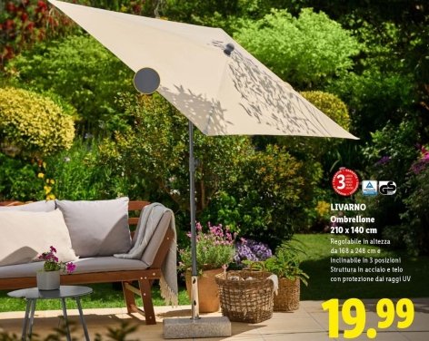 Livarno - Ombrellone 210 X 140 Cm