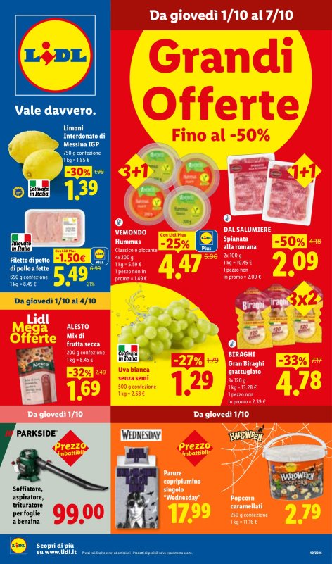 Offerte valide dal 1/10 al 7/10