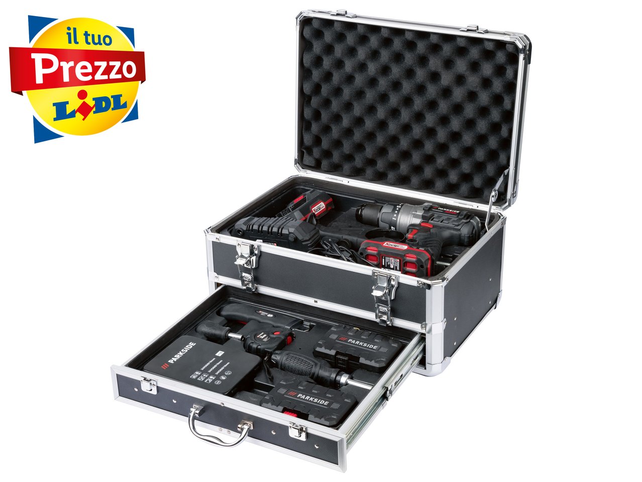 Set trapano a percussione ricaricabile