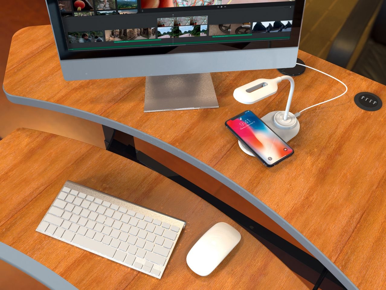 Luce LED con caricatore wireless o luce per videochiamata flessibile