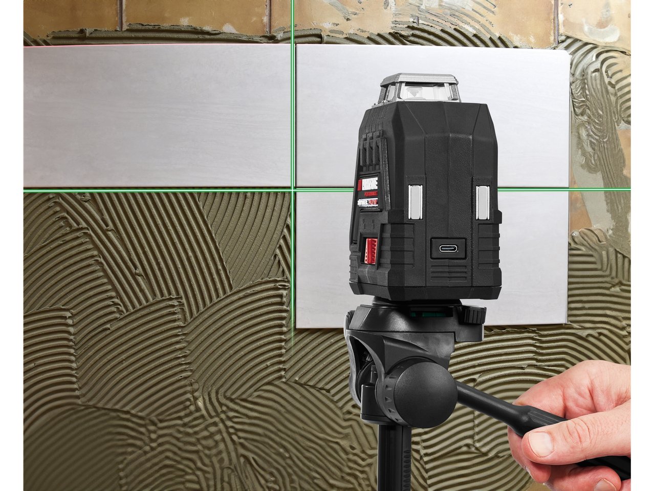 Livella laser a croce ricaricabile con treppiede