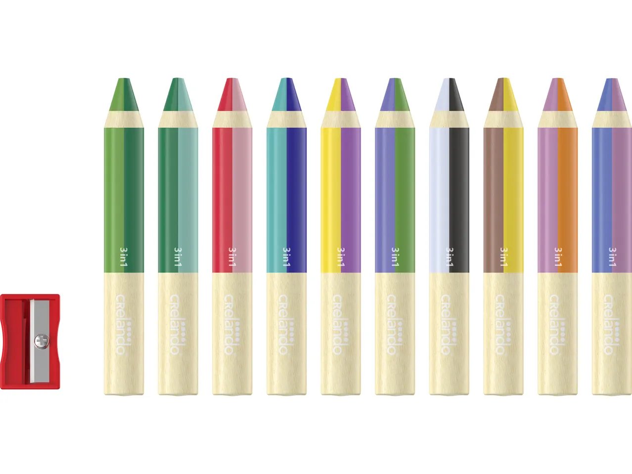 Matite colorate 3 in 1, 10 pezzi