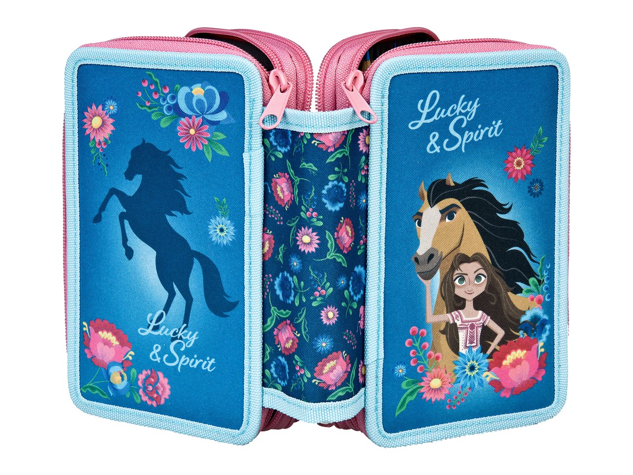Astuccio a tre cerniere "Minions, Frozen, Spiderman, Spirit"