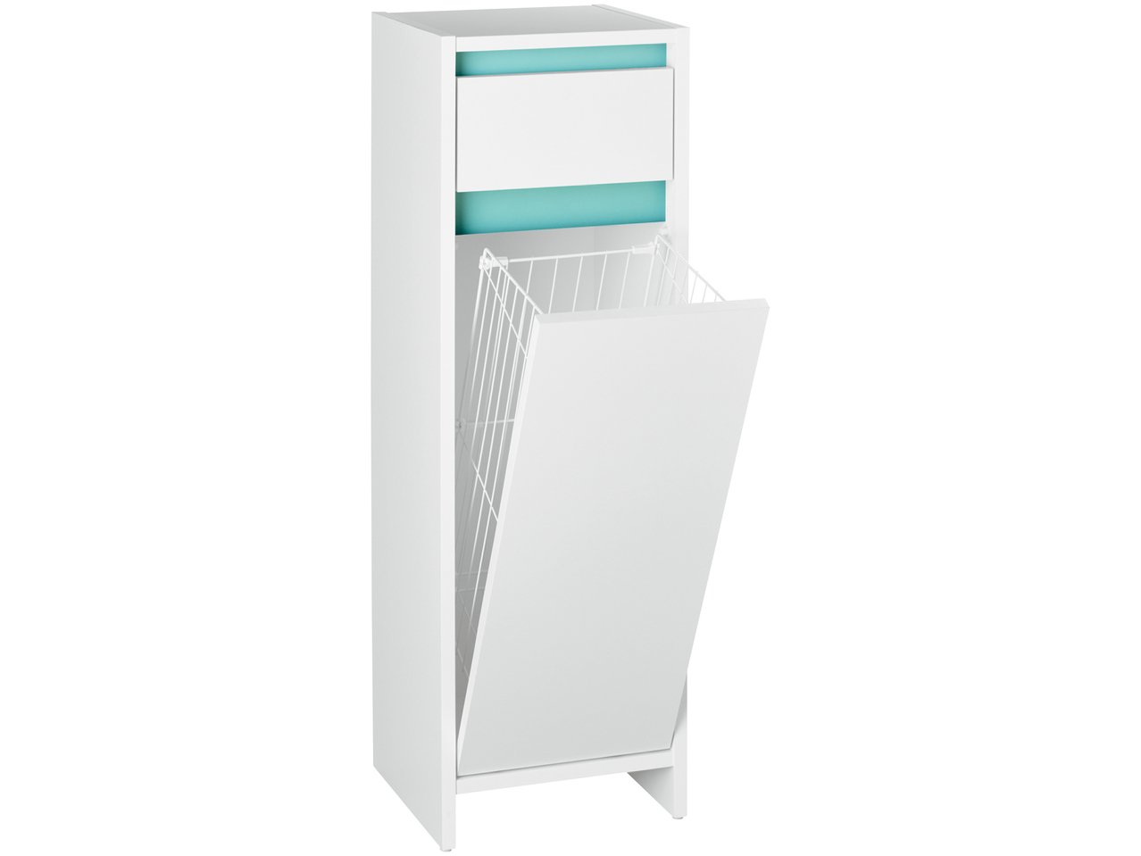 Mobiletto da bagno con cesto portabiancheria