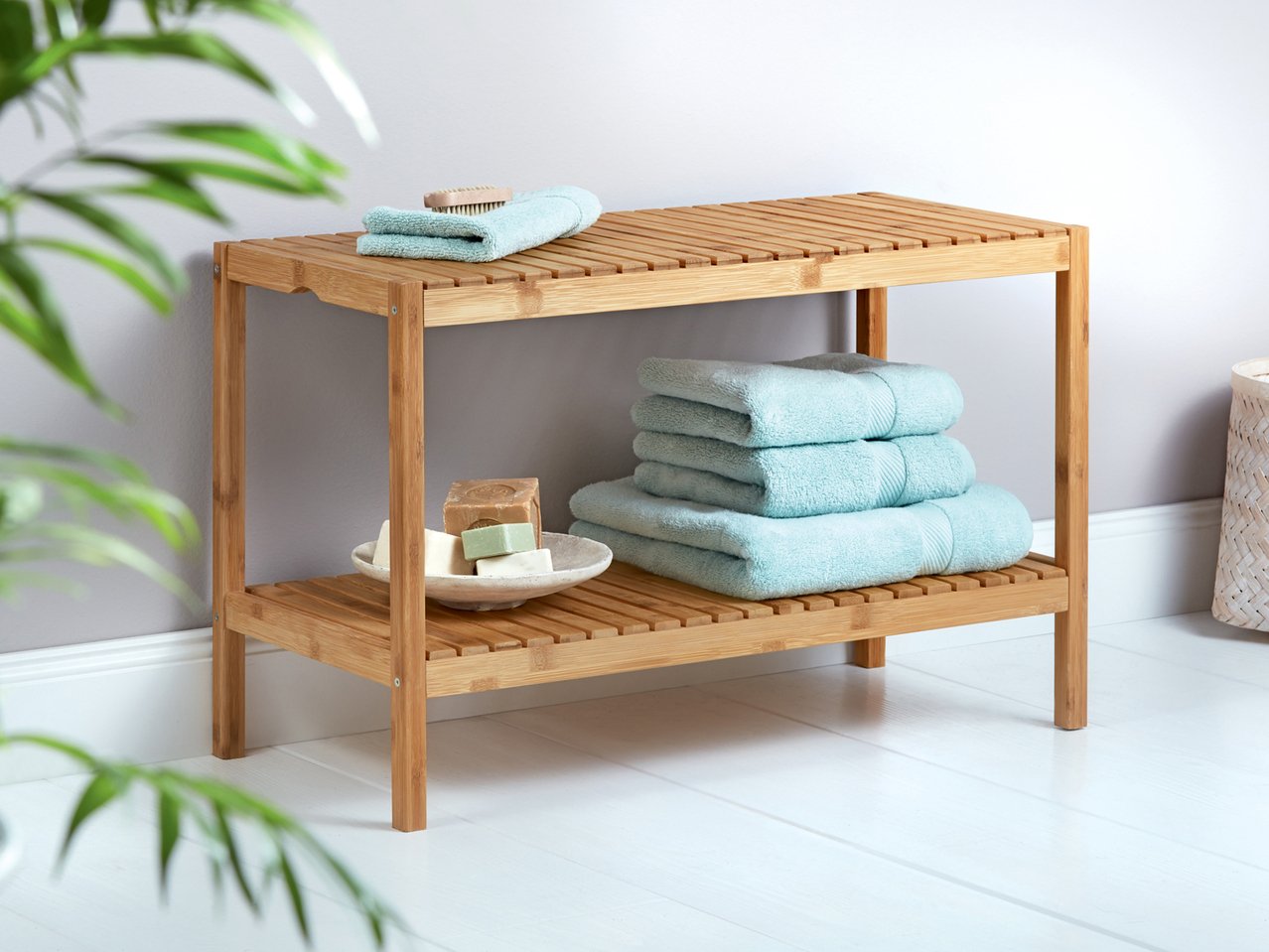 Panca scaffale in bambù