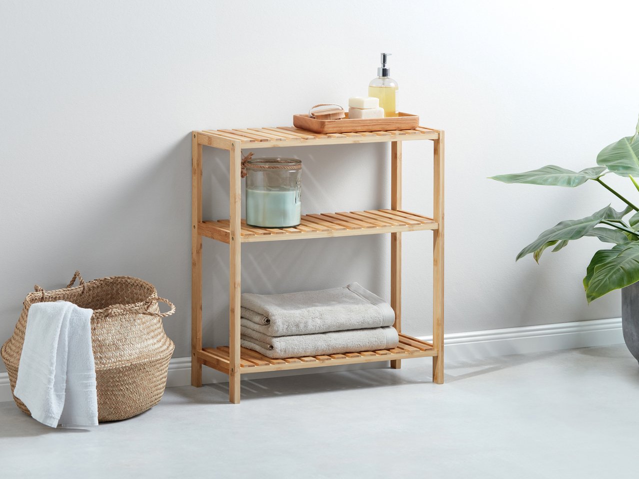 Scaffale a 3 ripiani in bambù