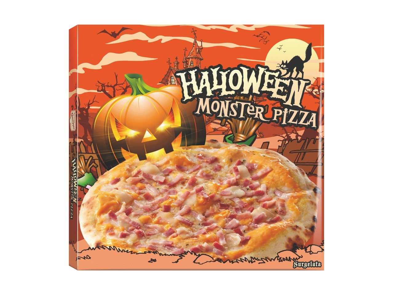 Pizza con crema di zucca e pancetta