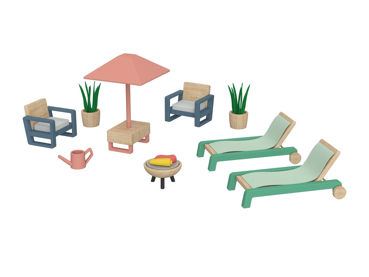 Set mobili in miniatura o set personaggi per casa bambole