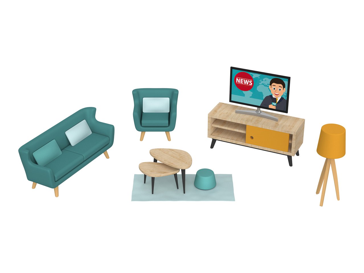 Set mobili in miniatura o set personaggi per casa bambole