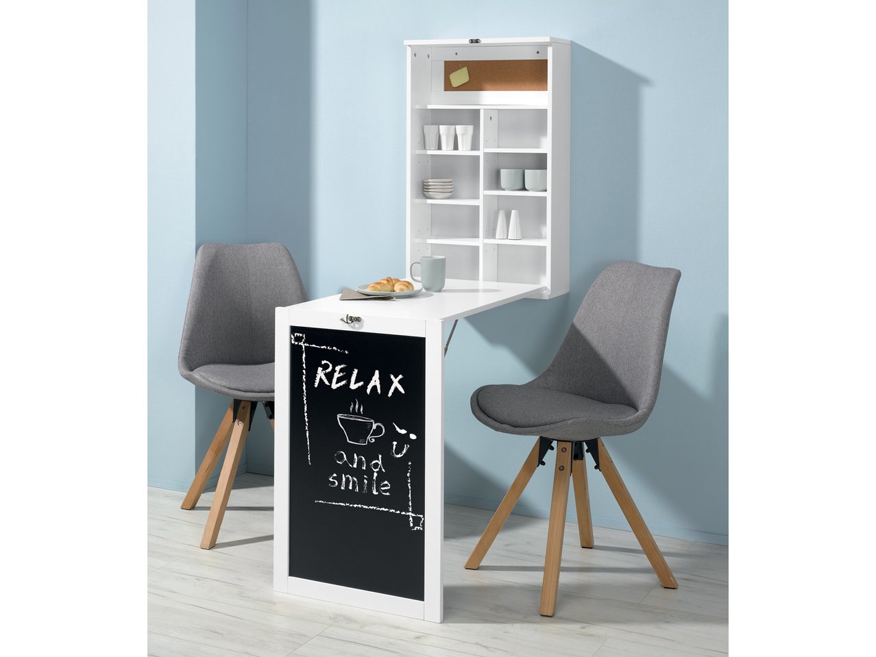 Scaffale a muro con ripiano pieghevole