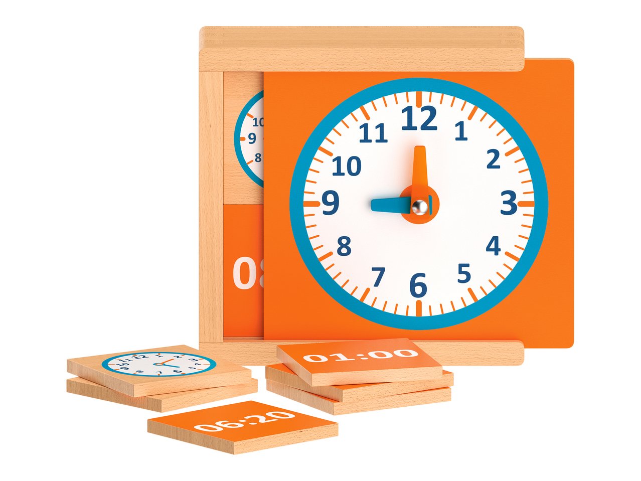 Gioco didattico in legno "Memo, calcolo, lettere, orologio o tangram"