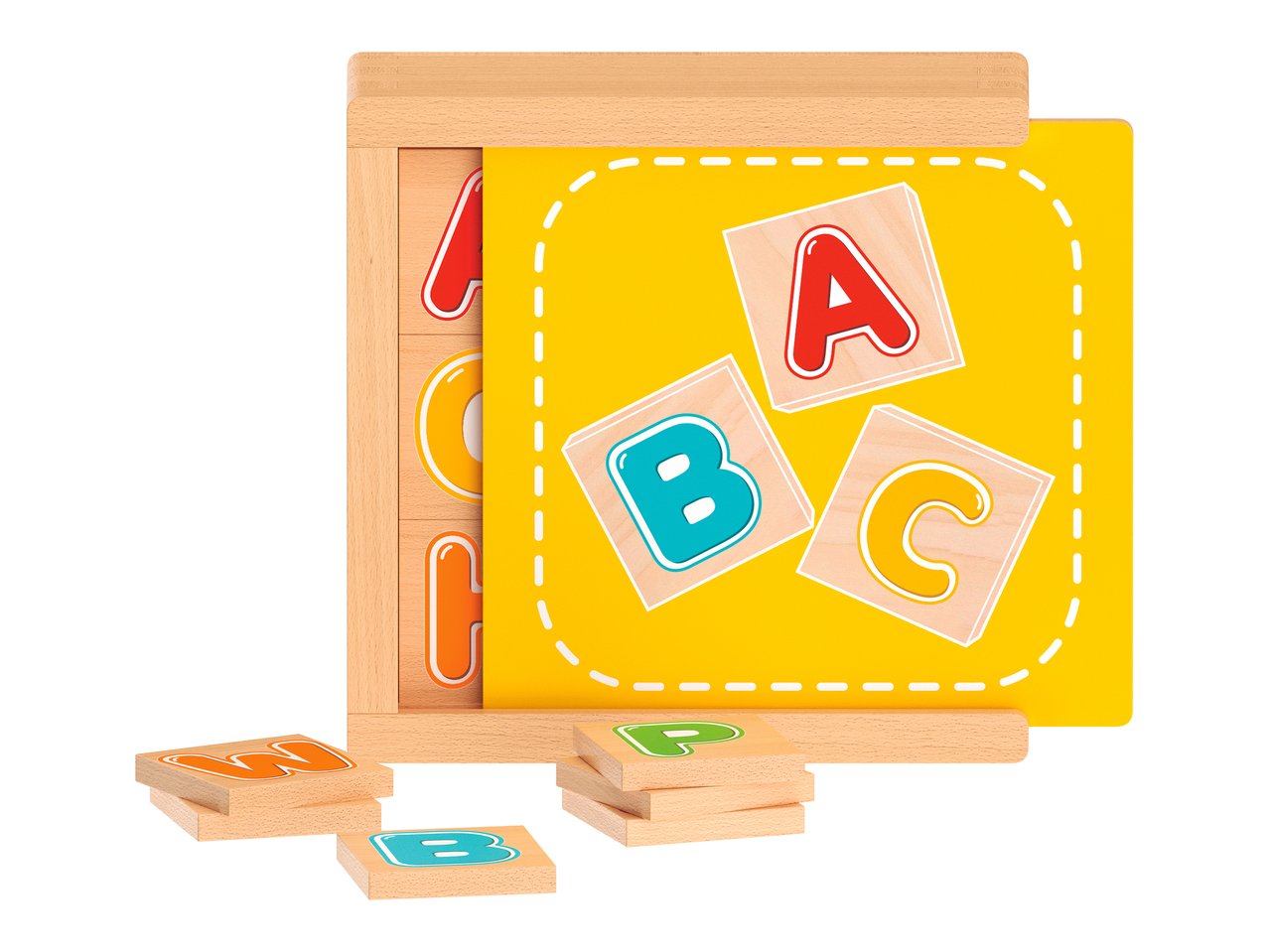 Gioco didattico in legno "Memo, calcolo, lettere, orologio o tangram"