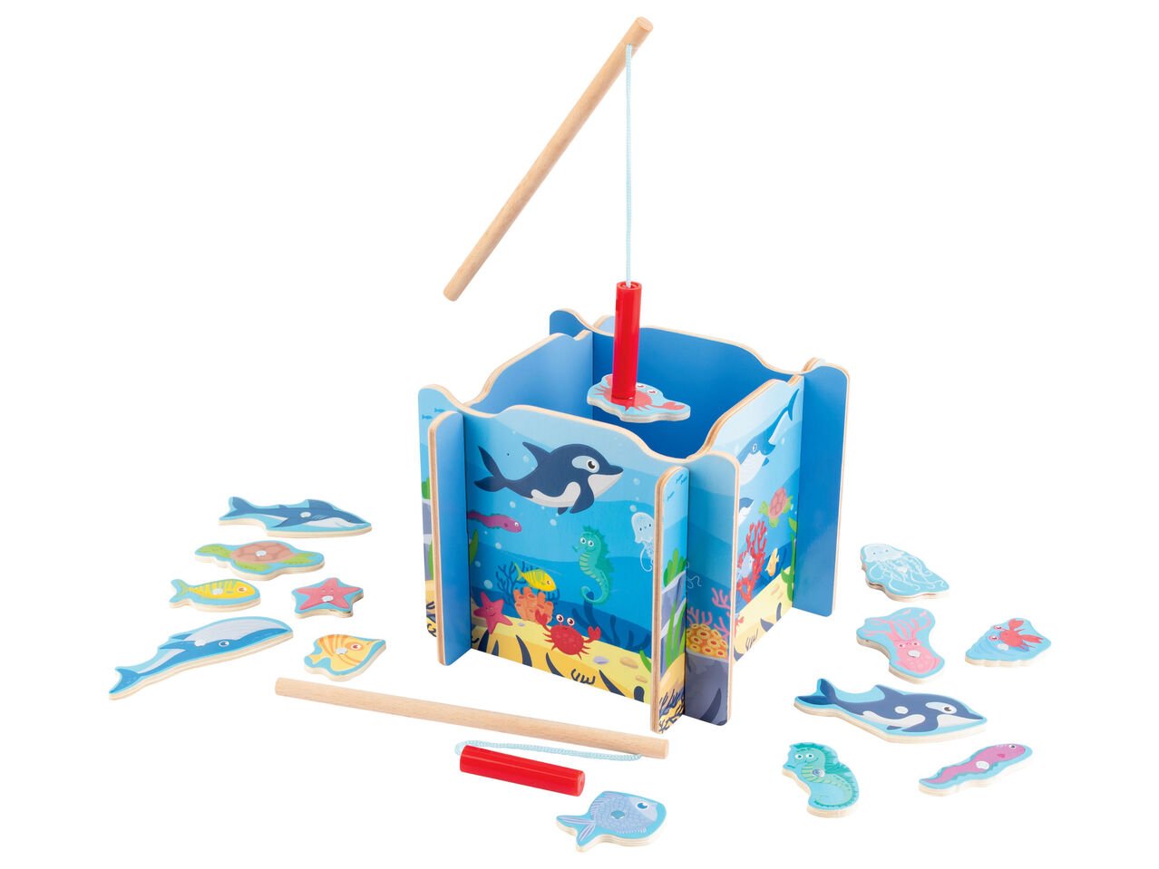 Gioco in legno "Domino, memo, gioco della pesca o di equilibrio"