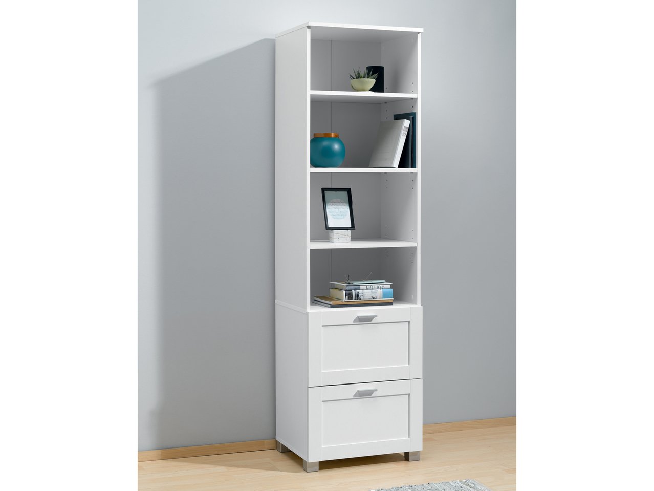 Mobiletto con 4 scomparti e 2 cassetti