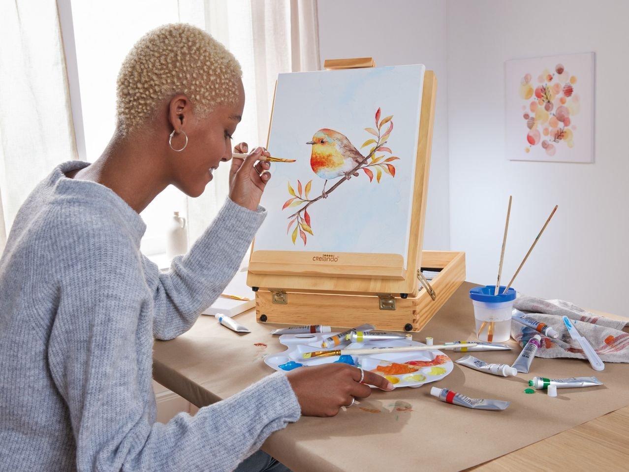 Set cavalletto da pittore in valigetta