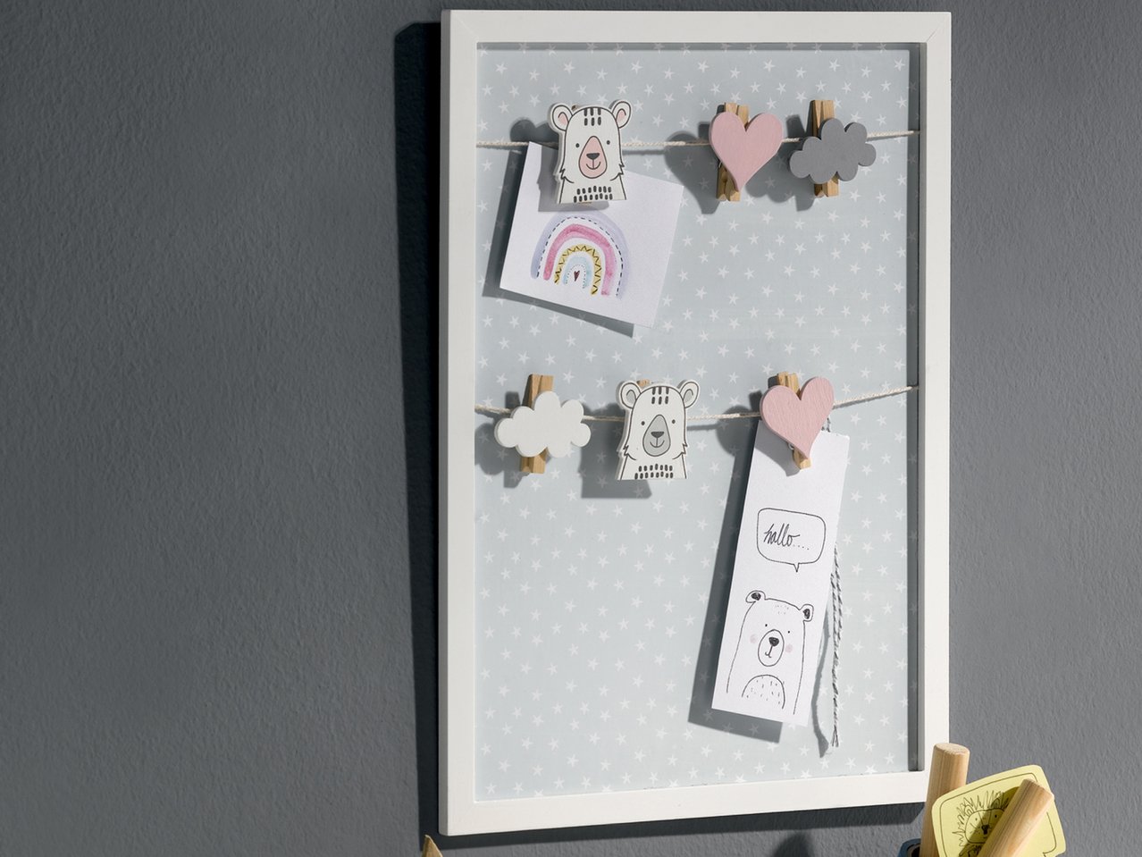 Set cornici portafoto, lavagnetta o scatola decorativa in legno