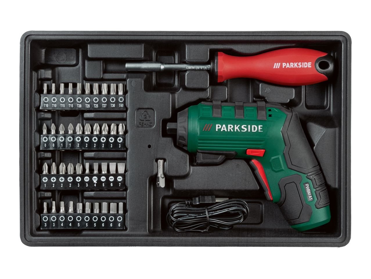 Cassetta degli attrezzi con avvitatore ricaricabile, 92 pezzi