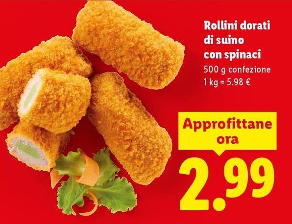 Rollini Dorati Di Suino Con Spinaci